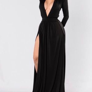 Fashion Nova black Split Maxi dress.